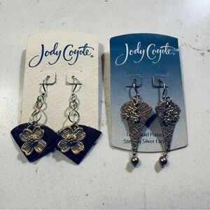 Jody Coyote Silver and Gold Earrings Set